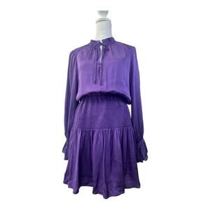 KARLIE Dress Womens Small Purple Long Sleeved Smock Waist Flutter‎ Fairy NWT